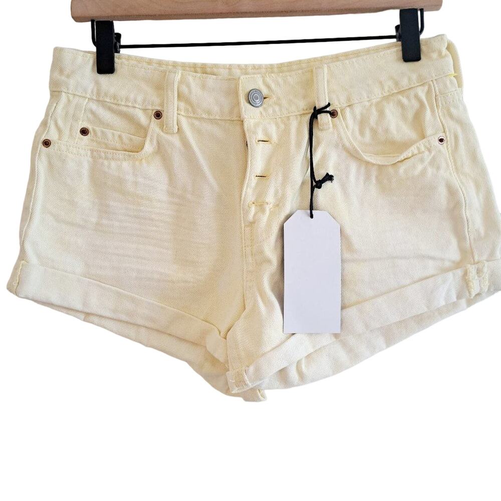 No Boundaries Acid Wash Low Rise Button Fly Denim Shorts